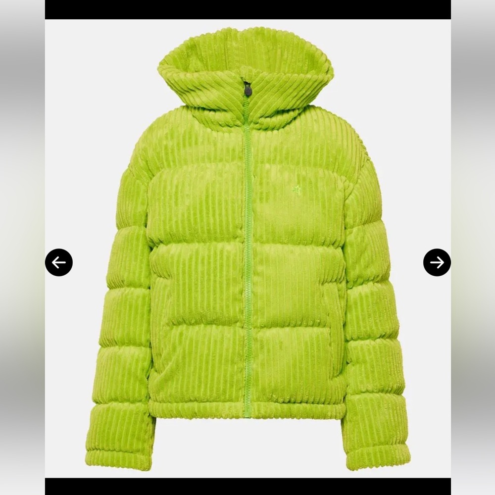 NWT IN BAG - PERFECT MOMENT JUMBO CORD SHORT DOWN JACKET in PEAR GREEN